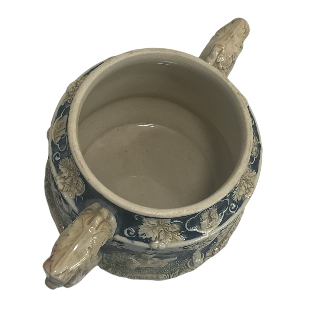 Wick-Werke Germany Stoneware Stein Bowl Castle Scene Grapevine Relief No Lid - Picture 7 of 10